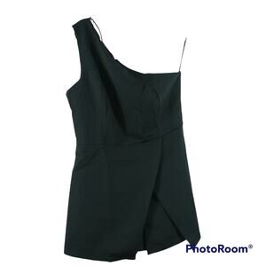 Idem Ditto Black Asymmetrical One Shoulder Skort Romper Size M